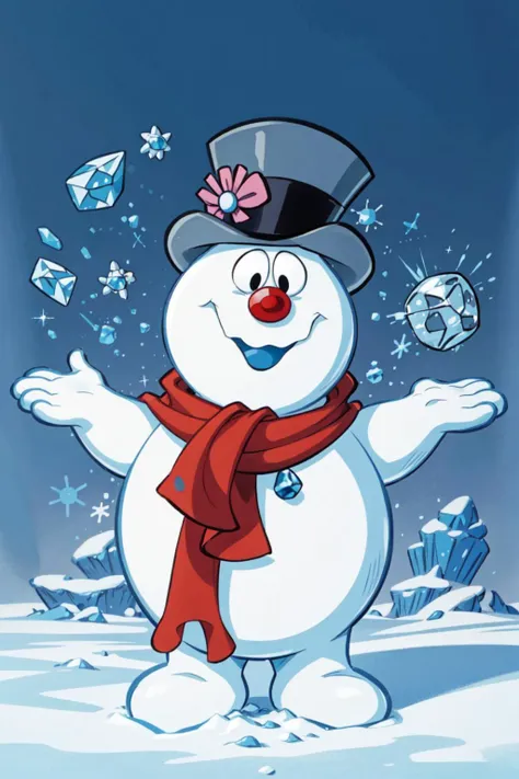 solo, <lora:Frosty_the_Snowman:0.8>, Frosty_the_Snowman, snowman, no humans, <lora:add_detail:0.7>, <lora:Concept - Cryomancer:0.1>, ice-flurry, snow, ice-shard, ice, crystal, magic, cryokinesis, casting spell,