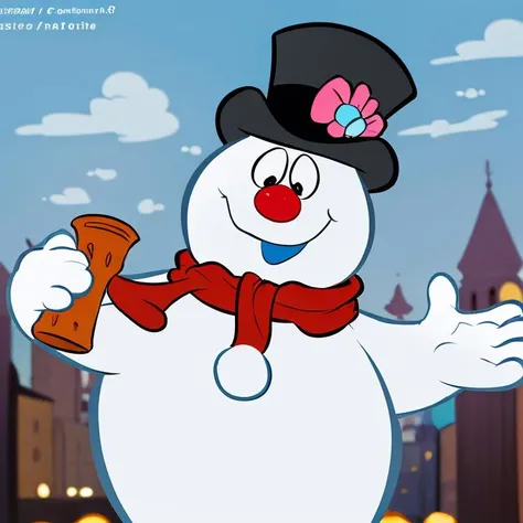 <lora:the_other_half_style:0.8>,((masterpiece,best quality)), absurdres, <lora:Frosty_the_Snowman:0.8>, Frosty_the_Snowman, snowman, no humans, solo, smiling, looking at viewer, cowboy shot,