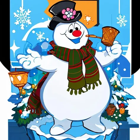<lora:Harada_Takehito_Background_Dim32:0.8>,((masterpiece,best quality)), absurdres, <lora:Frosty_the_Snowman:0.8>, Frosty_the_Snowman, snowman, no humans, solo, smiling, looking at viewer, cowboy shot,