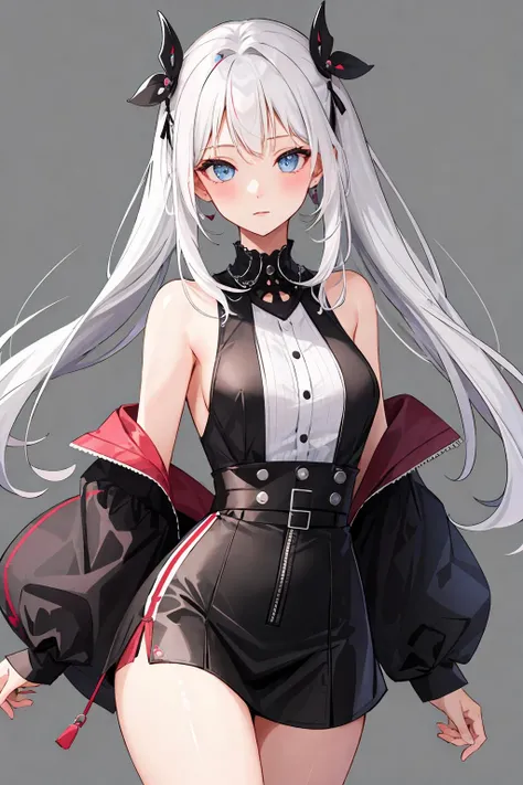 1girl,moyou,solid background,