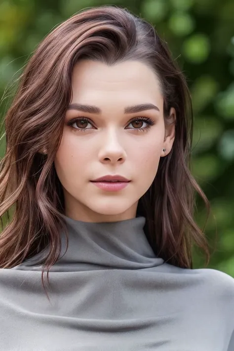 closeup headshot of S233_IrinaTelicheva,a beautiful woman,on a (field),wearing a (cowlneck:1.1),(8k, RAW photo, best quality, depth of field, ultra high res:1.1),(absurdres, intricate, photorealistic, masterpiece, ultra-detailed:1.2),
