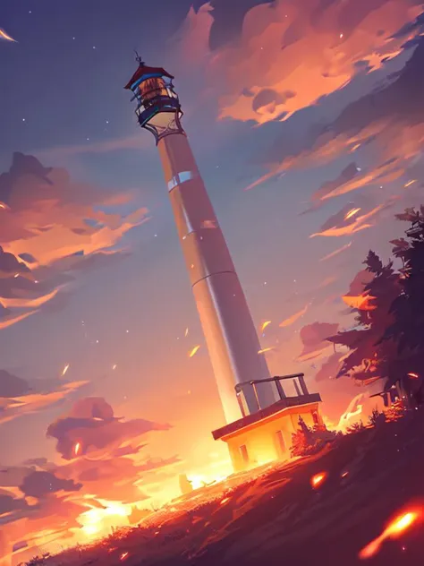 (score_9), man sunny starscout, (lighthouse background:1.05), very cute, detailed mane and fur, fluffy, (body fur), blurry, beautiful, cloudy_sky, burning_cloud,gradient_sky, dusk, embers, sunset, high detail, digital art style, soft diffused lighting, dutch angle,