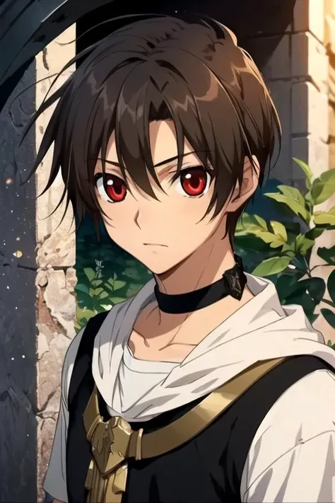 (best quality, 4k, 8k, high resolution, master part: 1.2), ultra-detailed, A 15-year-old boy, black hair and black eyes, brown and dirty clothes, trapped in a dark underground, collar around his neck. Background, underground with snow.