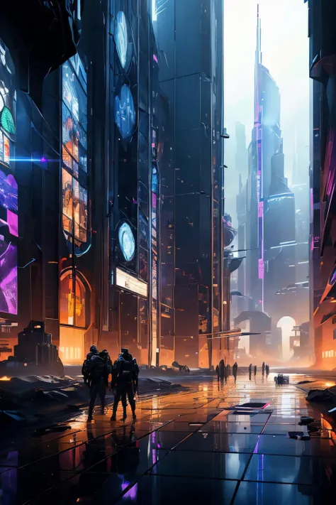(Realistic:1.5), gathering intelligence, sending scouts out to explore nearby areas and gather information on potential threats or resources., A towering cyberpunk cathedral adorned with holographic stained glass windows., <lora:EdobHorrorLandscape_v1.0:0.6> <lora:EdobSyFyCityLandscape_v1.0:0.6>