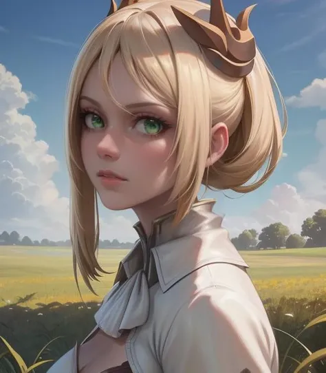 Cowboy shot, Commander \(Nier Automata\), Green eyes, White dress,
Standing in the field, Clouds, Grass, Blue atmosphere, Vegetation,
HDR, (highly detailed face and eyes:1.2), Masterpiece, Best quality, intricate, highly detailed, 8k, Trending on artstation,
<lora:Gabachek_Commander_Nier-01:0.7>