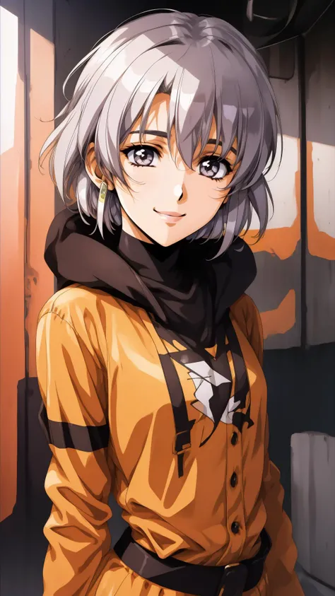Depict a woman in trendy streetwear, showcasing urban fashion and edgy accessories, upper body, looking at viewer, smile, 
masterpiece, best quality, intricate detail,   <lora:contrast_slider_v10:2.5>  anime screencap,    <lora:urushihara_satoshi_v15:1> urushisato,