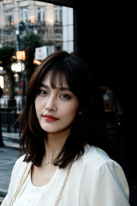 extreme closeup portrait of a pretty woman walking through the city, (from side:0.4), (smile:0.75), (open mouth:0.45), bangs, waving,
(((masterpiece))), (((best quality))), HDR, ((intricate detail)),
<lora:backlight_slider_v10:-0.35>, <lora:contrast_slider_v10:3>, <lora:weight_slider_v2:0.4>, <lora:epiC35mm:1> epiC35mm, <lora:epiCRealismHelper:1> <lora:chinaDollLikeness_v10:1>