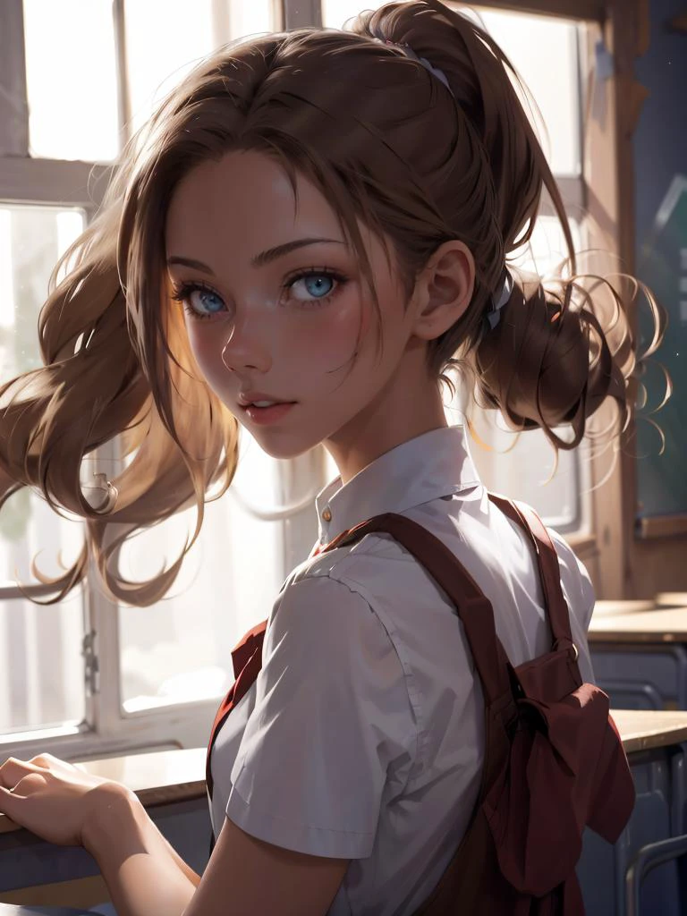 a woman in a school uniform posing for a picture, ponytail, looking back,
masterpiece, best quality, intricate details, <lora:backlight_slider_v10:-1> <lora:contrast_slider_v10:1> <lora:krystal highres:0.75>