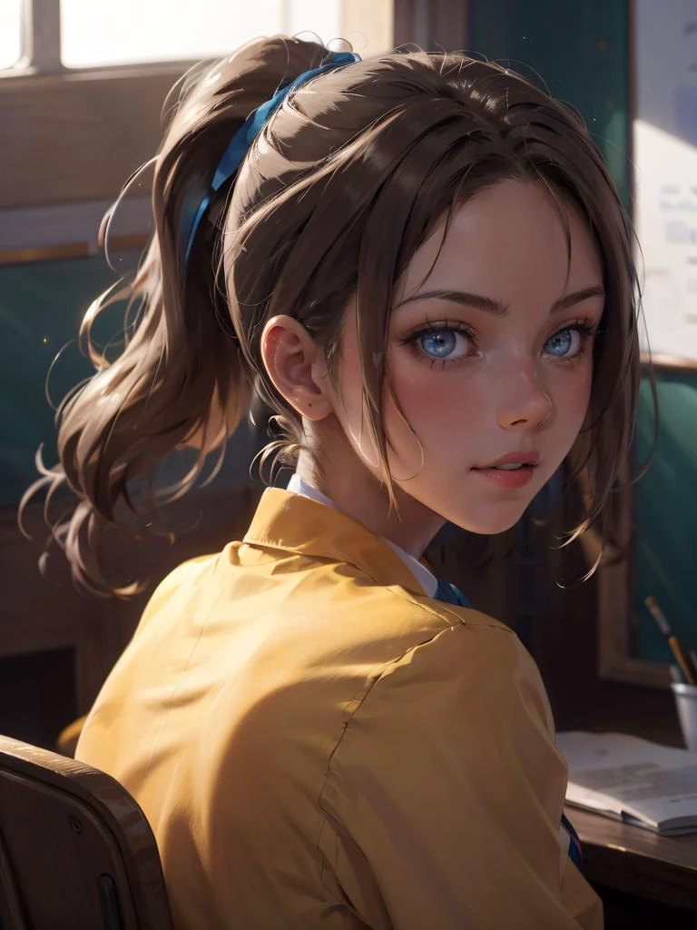a woman in a school uniform posing for a picture, ponytail, looking back,
masterpiece, best quality, intricate details, <lora:backlight_slider_v10:-1> <lora:contrast_slider_v10:1> <lora:krystal highres:0.75>
