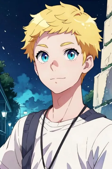 masterpiece, best quality, movie still, 1boy, solo, male focus, looking at viewer, upper body, depth of field, (watercolor illustration, soft pastel colors:1.1), realistic, <lora:riri_romantic_killer:0.76>, riri_romantic_killer_boy, blonde hair, aqua eyes, , fantasy, Blu-ray