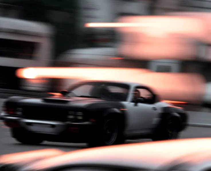 (motion blur, blurry, low shatterspeed:1.2), defocus, anamorphic lenses, flares, highlights, photo of a classic car, a photo by William Berra, featured on flickr, neoism, cinematic backlighting, cinematic backlit lighting, <lora:Prismatia_yiu_v10:0.7>