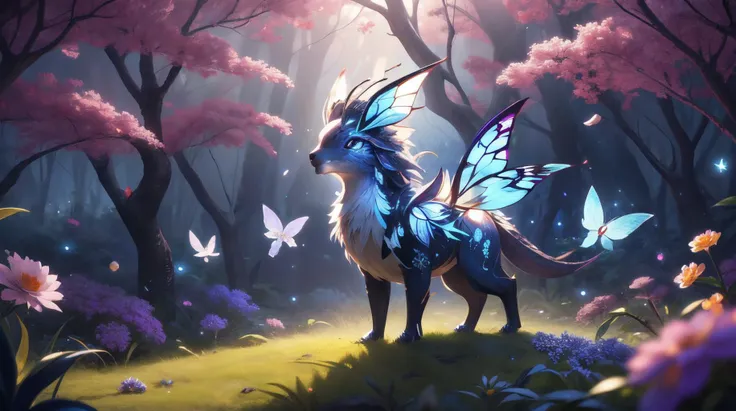 (masterpiece, best quality, fullscreen), [(full body:0.9)::0.2] (photo of a small vegetal [magical being:vegetal creature:0.6] Low-growing in a lush forest:1.4), <lora:EYES snake-eyes:0.5> snake eyes, (Leathery bark skin:1.3), (many Cerulean Blue Spike flowers on the head:1.2), (New Age Spherical body with Fungoid head and with one Digitigrade Appendages:1.2), (Sunrise lighting:1), <lora:EFFECT Butterfly-elves:0.4> Butterfly-elves, <lora:EFFECT Gloomifier_V2_TheGlow:0.2>, <lora:EFFECT ral-smoldragons-sd15:0.4> ral-smoldragons, , (look at the viewer:0.9), ,<lora:LIGHT nLoRA:0.3> dark theme, <lora:QUALITY add_detail:0.5>, <lora:QUALITY kkw-better-v1.0a:0.5>, (Full body Shot, Shallow Focus Shot, Low Angle Shot:[1.2:0.5:0.1]), heavily detailed, whimsical, , (sharp focus), , (no humans), tricate, elegant, highly detailed, centered, digital painting, artstation, concept art, smooth, sharp focus, illustration, octane render, nvidia raytracing demo, Octane render, nvidia raytracing demo, grainy, muted, 8K, digitalblasphemy, metatron