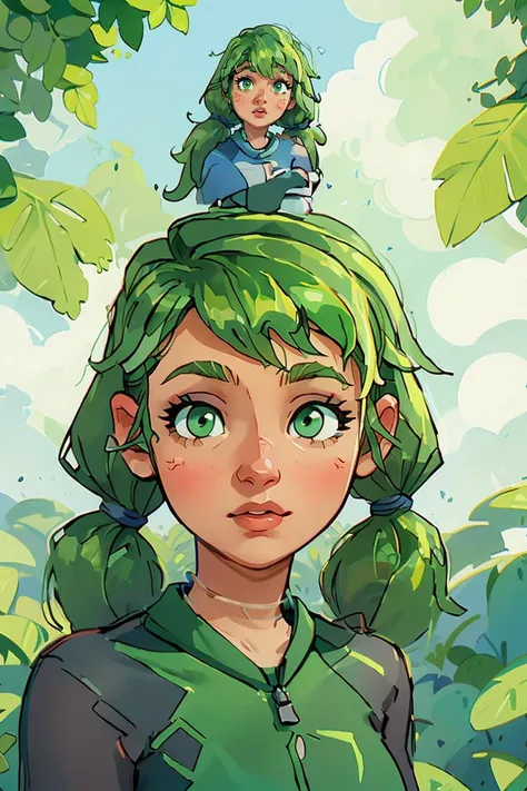 (masterpiece, best quality), 1girl, beautiful face, <lora:caroline:1> caroline, green hair, twintails, green eyes,