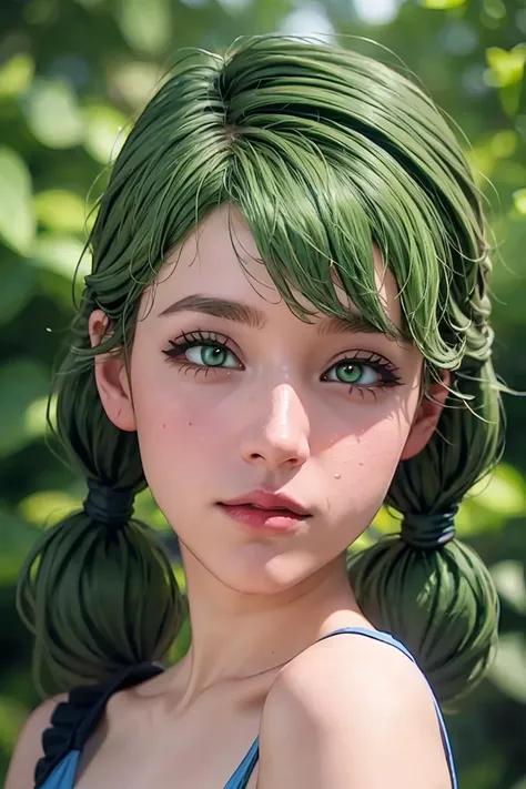 (masterpiece, best quality), 1girl, beautiful face, <lora:caroline:1> caroline, green hair, twintails, green eyes,