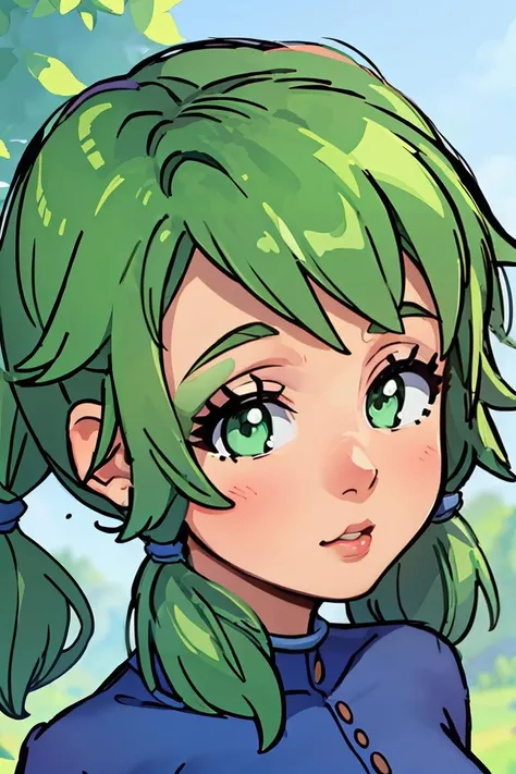 (masterpiece, best quality), 1girl, beautiful face, <lora:caroline:1> caroline, green hair, twintails, green eyes,