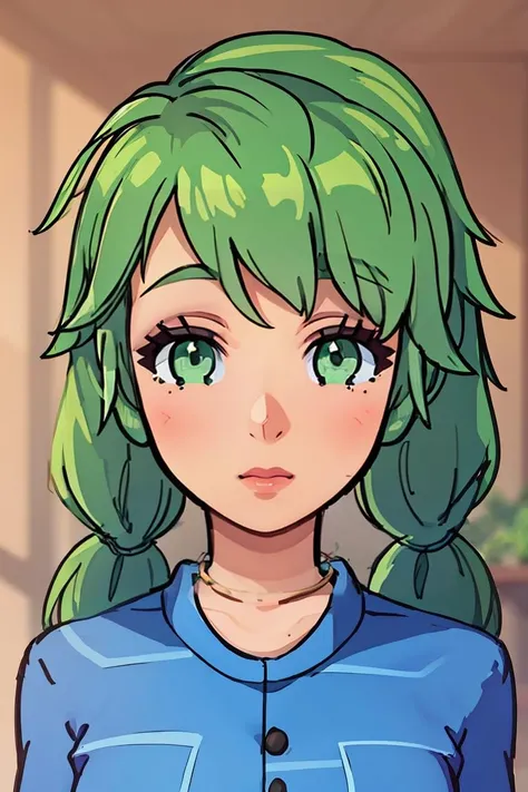 (masterpiece, best quality), 1girl, beautiful face, <lora:caroline:1> caroline, green hair, twintails, green eyes,