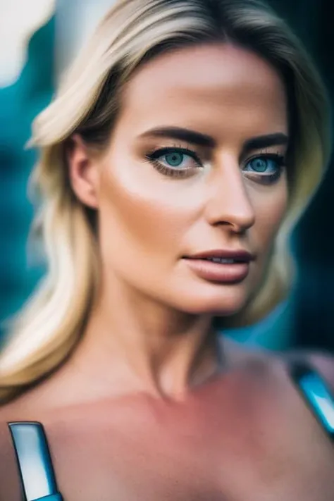 extremely detailed photo of a woman, loraelyse, futuristic, cyberpunk outfit, 8k UHD, RAW photography, model photoshoot, detailed skin, skin imperfections