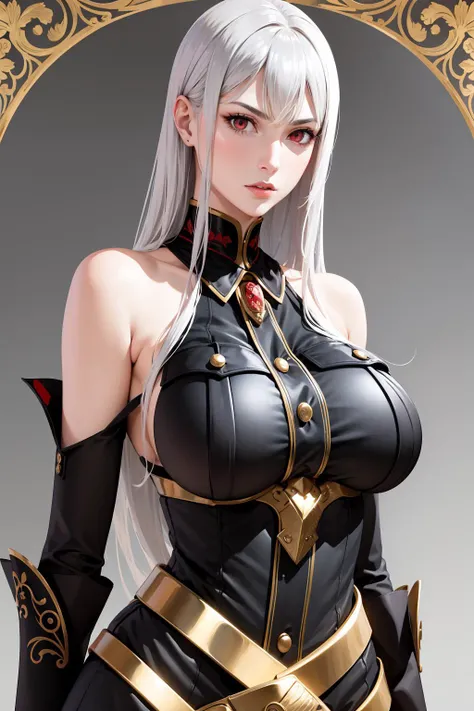 masterpiece, best quality, <lora:selvaria-nvwls-v2:0.9> selvaria, black shirt, bare shoulders, detached sleeves, belt