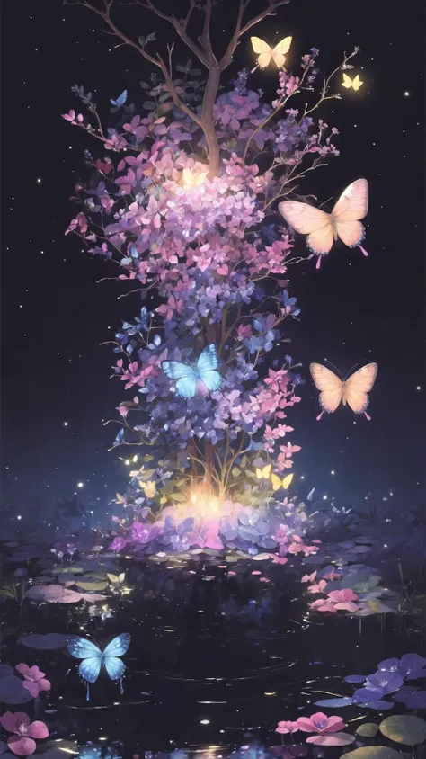 (masterpiece,best quality:1.2),
<lora:coloured glaze:0.5> coloured glaze,
pink, blue, biolet, indigo, flower, ruins, fireflies, butterfly, glowing, crystal,