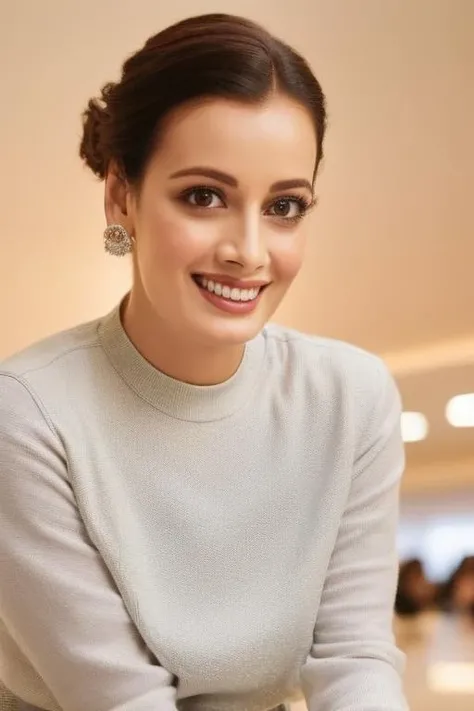 photo of beautiful young , a woman diyami , hair upsweep updo, (tight long sleeve top:1.2), (long jeans), in a department store, natural light, (masterpiece:1.2) (photorealistic:1.2) (best quality) (detailed skin:1.2) (intricate details) (8k) (HDR) (cinematic lighting) (sharp focus), (looking at the camera:1.1), ((closeup portrait:1.3)), (smile512) <lora:diyami:1.2>