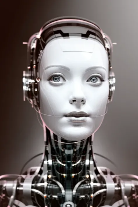 modelshot style, a portrait of woman,robot