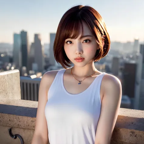 (Top image quality, 8K, ​masterpiece), top-quality, 超A high resolution,Japan Girl, 18year old、(From  above:1.3), Wearing multi-colored underwear、Detailed details, on the beds、sitting and spreading her legs、 kawaii faces, Melancholy look, 二重まぶた、huge-breasted、Light hair color、long、bob cuts、dishevled hair、Night view window on background、电影灯光, Photorealsitic, real looking skin, nffsw,