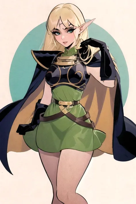 masterpiece, best quality, high quality, highres,looking at viewer,
ARTSTYLE_VintagePinup_jazy_ownwaifu, www.ownwaifu.com,
1girl, solo,simple background, pose,
<lora:ARTSTYLE_VintagePinup_jazy_ownwaifu-15:1>
ANI_CLASSIC_deedlit_ownwaifu, www.ownwaifu.com,
pointy ears, blonde hair, long hair, elf, circlet, green eyes, long pointy ears, very long hair, breasts, medium breasts, earrings, lips, makeup, bangs,
cape, armor, blue cape, shoulder armor, pauldrons, gloves, breastplate, belt, green dress, short dress,
<lora:ANI_CLASSIC_deedlit_ownwaifu-15:0.8>