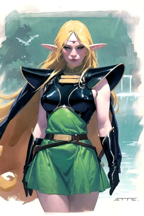 masterpiece, best quality, high quality, highres,looking at viewer, straight-on, wading, water,
ARTSTYLE_EsadRibic_ownwaifu, www.ownwaifu.com,
traditional media
<lora:ARTSTYLE_EsadRibic_ownwaifu-15:1>
ANI_CLASSIC_deedlit_ownwaifu, www.ownwaifu.com,
pointy ears, blonde hair, long hair, elf, circlet, green eyes, long pointy ears, very long hair, breasts, medium breasts, earrings, lips, makeup, bangs,
cape, armor, blue cape, shoulder armor, pauldrons, gloves, breastplate, belt, green dress, short dress,
<lora:ANI_CLASSIC_deedlit_ownwaifu-15:0.8>
