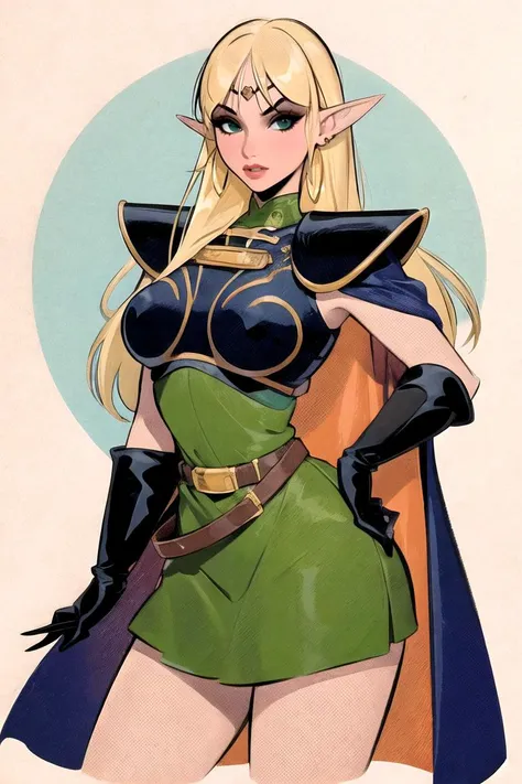 masterpiece, best quality, high quality, highres,looking at viewer,
ARTSTYLE_VintagePinup_jazy_ownwaifu, www.ownwaifu.com,
1girl, solo,simple background, pose,
<lora:ARTSTYLE_VintagePinup_jazy_ownwaifu-15:0.9>
ANI_CLASSIC_deedlit_ownwaifu, www.ownwaifu.com,
pointy ears, blonde hair, long hair, elf, circlet, green eyes, long pointy ears, very long hair, breasts, medium breasts, earrings, lips, makeup, bangs,
cape, armor, blue cape, shoulder armor, pauldrons, gloves, breastplate, belt, green dress, short dress,
<lora:ANI_CLASSIC_deedlit_ownwaifu-15:0.6>