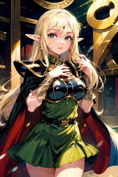 (masterpiece, best quality, extremely detailed:1.5) BREAK 1girl, solo focus, A girl in supermarket gyoza dumplings jiaozi ANI_CLASSIC_deedlit_ownwaifu, www.ownwaifu.com, 
pointy ears, blonde hair, long hair, elf, circlet, green eyes, long pointy ears, very long hair, breasts, medium breasts, earrings, lips, makeup, bangs, 
cape, armor, blue cape, shoulder armor, pauldrons, gloves, breastplate, belt, green dress, short dress, 
<lora:ANI_CLASSIC_deedlit_ownwaifu-15:0.5>