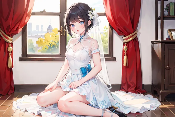 masterpiece, best quality,
1girl, full body,detailed eyes, solo,wedding dress,