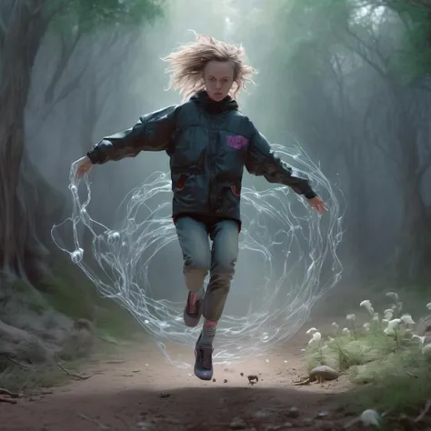 <lora:olivia_vinten_xl_lora:1> olivia vinten tim burton, Dynamic, Art by Rinko Kawauchi, lone 1girl anthropomorphic cyberpunk dynamic pose, long exposure , lens blur, movement, surrealism, naturalistic poses, photorealistic painting, by Mark Keathley, beautiful eyes, shaved side haircut , being chased, hyper detail, cinematic lighting, magic , by wlop , portrait, hyper detailed, intricate, extremely beautiful, cinematic lighting, photo realistic, by mandy jurgens