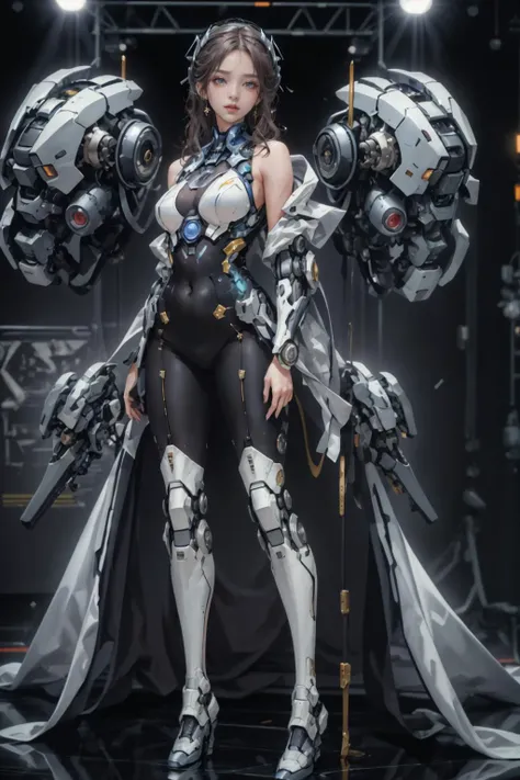 highres,absurdres,masterpiece,best quality,original,extremely detailed CG,extremely detailed wallpaper,perfect lighting,jitome,lips,makeup,standing on the stage,blurry background,1girl,
<lora:MECHA+TarotRobotGirl_2:0.6>,mecha,