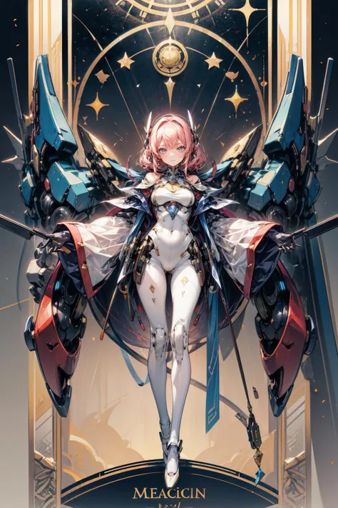 Tarot card character, The Magician, mecha, <lora:塔罗机甲:0.7> <lora:add_detail:1>