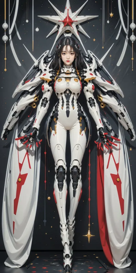 <lora:tarot_mecha:1>,1girl,mecha,full body,Tarot, red armor, star map,simple background, <lora:animetarotV51:0.8>, (masterpiece, best quality, high quality, highres, ultra-detailed),