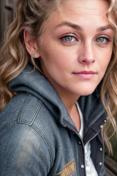 UPS_Mom ((Wearing a sweater and distressed jeans)), ((Professional Photo Shoot)), ((out in the country next to a river)), ((sitting on a bench next to a river)), model shoot style, extremely intricate, High Detail, Sharp focus, dramatic, soft cinematic light, (looking at viewer), (Real Eyes), (Detailed Eye Corneas) (detailed pupils), smiling, 24mm, photo lab, elegant, insane details, hyperdetailed, low contrast, epiCRealism, (((Safe For Work)))