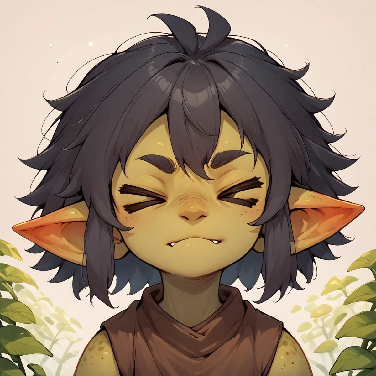 score_9, score_8_up, score_7_up, score_6_up, score_5_up, Gaby, > <, closed eyes, upper body <lora:Gaby_the_goblin_0.4:0.8> <lora:Excitement_Expression_XLPD:1.8>