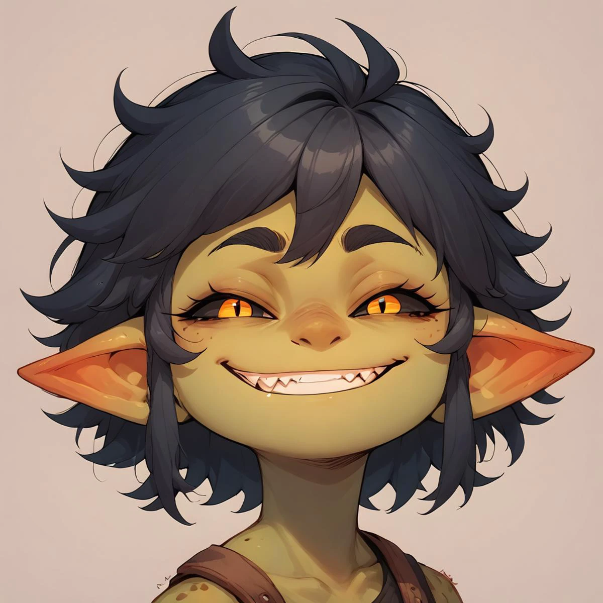 score_9, score_8_up, score_7_up, score_6_up, score_5_up, Gaby, IncrsAnyasHehFaceMeme, grin, upper body <lora:Gaby_the_goblin_0.4:0.8> <lora:AnyasHehFaceMeme_XLPD:1>