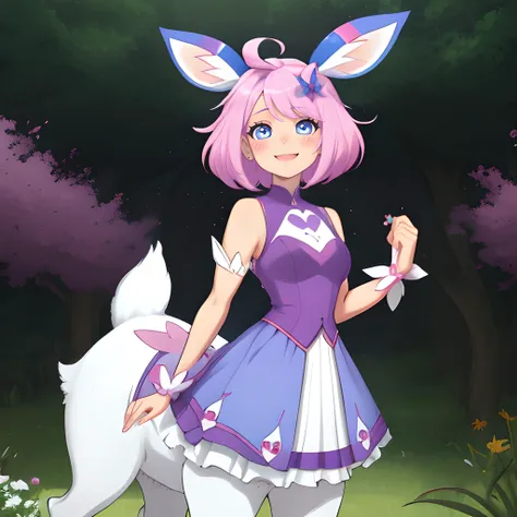 masterpiece, best quality,slice of life, deer taur,deer horns, girl,cute outfit, magical outfit, magical girl, sweet expression, <lora:Centaur_v3:0.7>, fairy, bokeh, cute, adorable, happy, magical, sylveon, pastel colors
