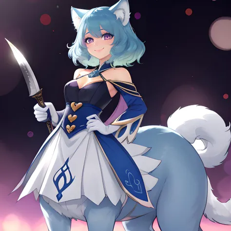 masterpiece, best quality,slice of life, wolf taur,wolf horns, girl,cute outfit, magical outfit, magical girl, sweet expression, <lora:Centaur_v3:0.7>, bokeh, cute, adorable, happy, magical, pastel colors