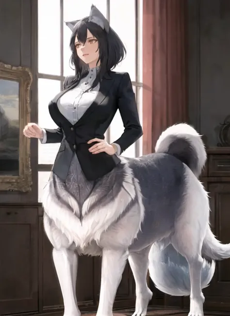 masterpiece, best quality,a portray of a woman ,taur,(wolf :1.2),extemely detailed,warrior <lora:CentaurConcept_v1:0.7>