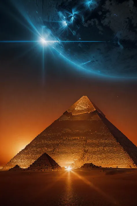 RAW photograph of a (Giza Pyramids in Egypt) at night,with (5un5p0t sun:0.9)(rising high in the sky above),with sunspots and solar flares,HDR,(wide angle shot),sharp focus,(highly detailed),(8k wallpaper),intricately detailed,highres,absurdres,hyper realistic,8K UHD DSLR,IMAX,extremely intricate,4k textures,cinematic look),hyperdetailed,<lora:C0r0n4_06B-000002:0.9>,