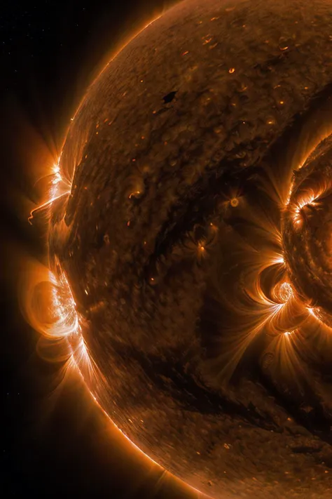 a RAW photograph of a (5un5p0t sun:1.2)with sunspots and solar flares,in vast empty outer space,HDR,(wide angle shot:1.2),sharp focus,(highly detailed),(8k wallpaper),intricately detailed,highres,absurdres,hyper realistic,8K UHD DSLR,IMAX,extremely intricate,4k textures,cinematic look),hyperdetailed,<lora:C0r0n4_06B-000002:0.9>,