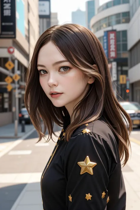 ZM_chelsea, (stylized by Fujishima Takeji:1.3) , nature art, awardwinning Color splash, majestic, medium shot of a Stone Warlike Chilean ([apple juice:Star cluster:2] of [The arcane|Faith]:1.3) , it is covered in Posters, it is with Vibrant adornments, centered dark violet and Gray background, Vibrant city and grass, Hurricane, deep focus, detailed, masterpiece, Tranquil, Rule of Thirds, Trendercore, natural lighting, Depth of field 100mm, Velvia, Light streaks, DayGlo and electric color details, dslr, RTX
