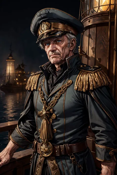 a painting (((in style of lumispot))) of a WW2 naval captain under the rain wearing a raincoat, <lora:lumispot_merge_2:0.8>