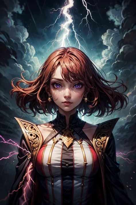 (inked original-art:1.2), (line art) (fine-details:1.3) (flat colors) (thick outlines) BREAK
((portrait):1.3), 1girl, auburn hair, (robe:1.1), (lightning:1.2) BREAK
storm, clouds, wind, air, rain, BREAK
<lora:add_detail:0.65>