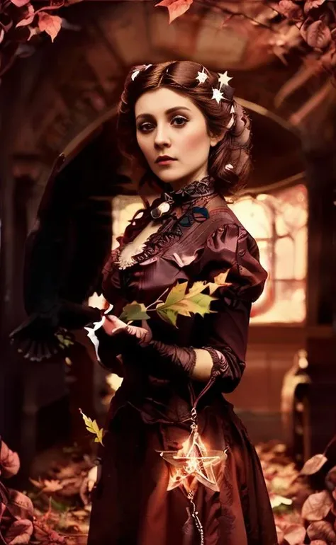Rustling of leaves in a foreboding forest, soft serenade of nightingales, (purple, red, white palette), masterpiece, 8k, high resolution, shallow depth of field, sharp focus, best quality, highly detailed, 1girl. victorian_esoteric <lora:victorian_esoteric:1>. <lora:Scarlet_W:0.5>