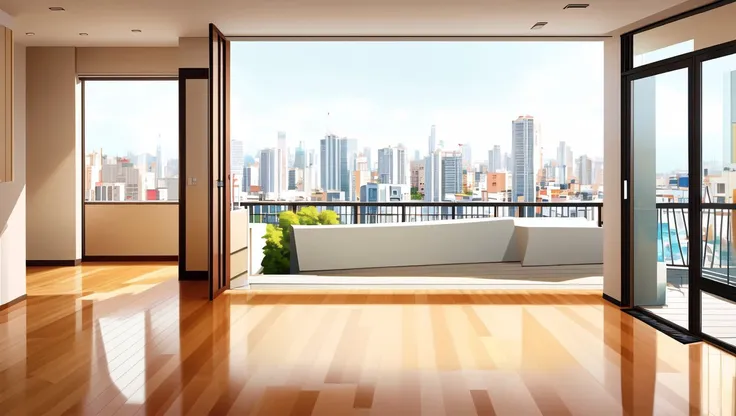 <lora:vn_bg:1> vn_bg, no humans, An upscale penthouse apartment overlooking a bustling cityscape, modern art adorning the walls, soft jazz playing in the background.