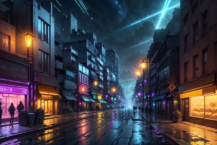 <lora:CnCGDIAIv2:.8> CnCGDIAI a street city at night neons
