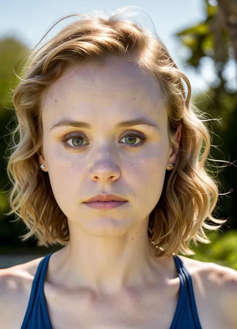 A stunning intricate color close up portrait of (alisonpill-ti:1) , wearing sportwear, epic character composition, sharp focus, natural lighting, subsurface scattering, f2, 35mm, film grain, , by Edward Weston